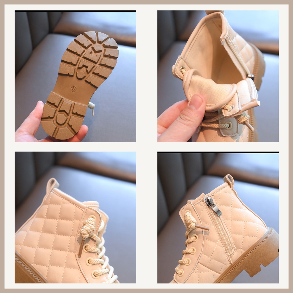 6929 NEW Sepatu boot anak motif kotak-kotak 3d kualitas premium