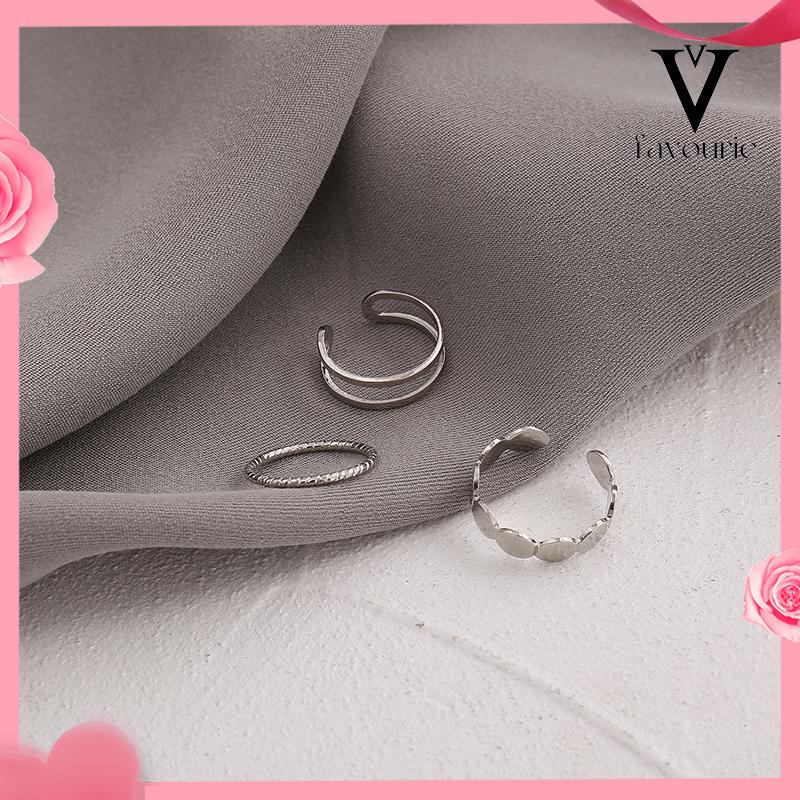 COD3 Set Cincin Jari Gaya Korea Fashion Vintage Geometris cincin Untuk Wanita-FA