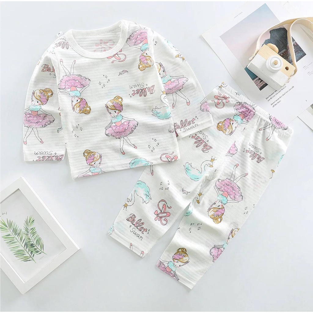 Setelan Lengan Panjang Motif Anak Laki laki perempuan 0-2th / Baju tidur anak laki laki perempuan Import