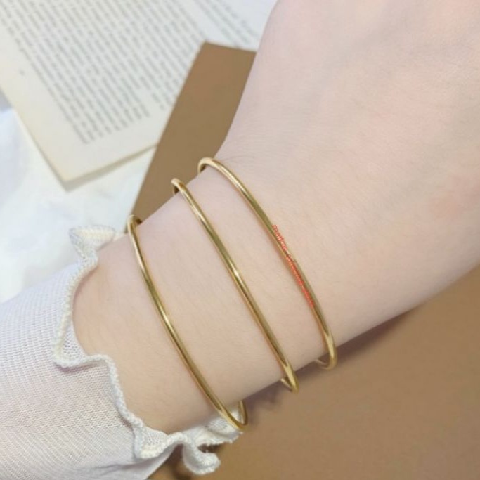 gelang tangan keroncong isi 3 pcs perhiasan wanita titanium asli gold tidak mudah luntur