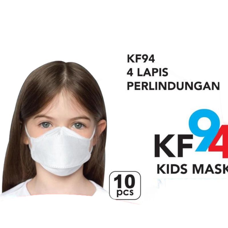 BZ masker anak Kf94 polos putih/ masker anak KF94 cewek cowok 10pcs