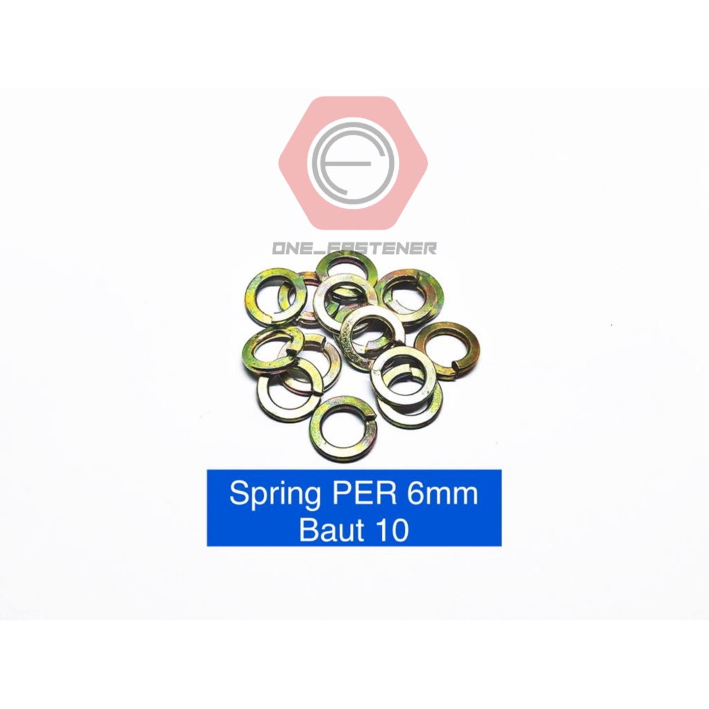 100 pcs Ring PER M6 Kuning baut kunci 10 Spring Washer 6mm patah WLK