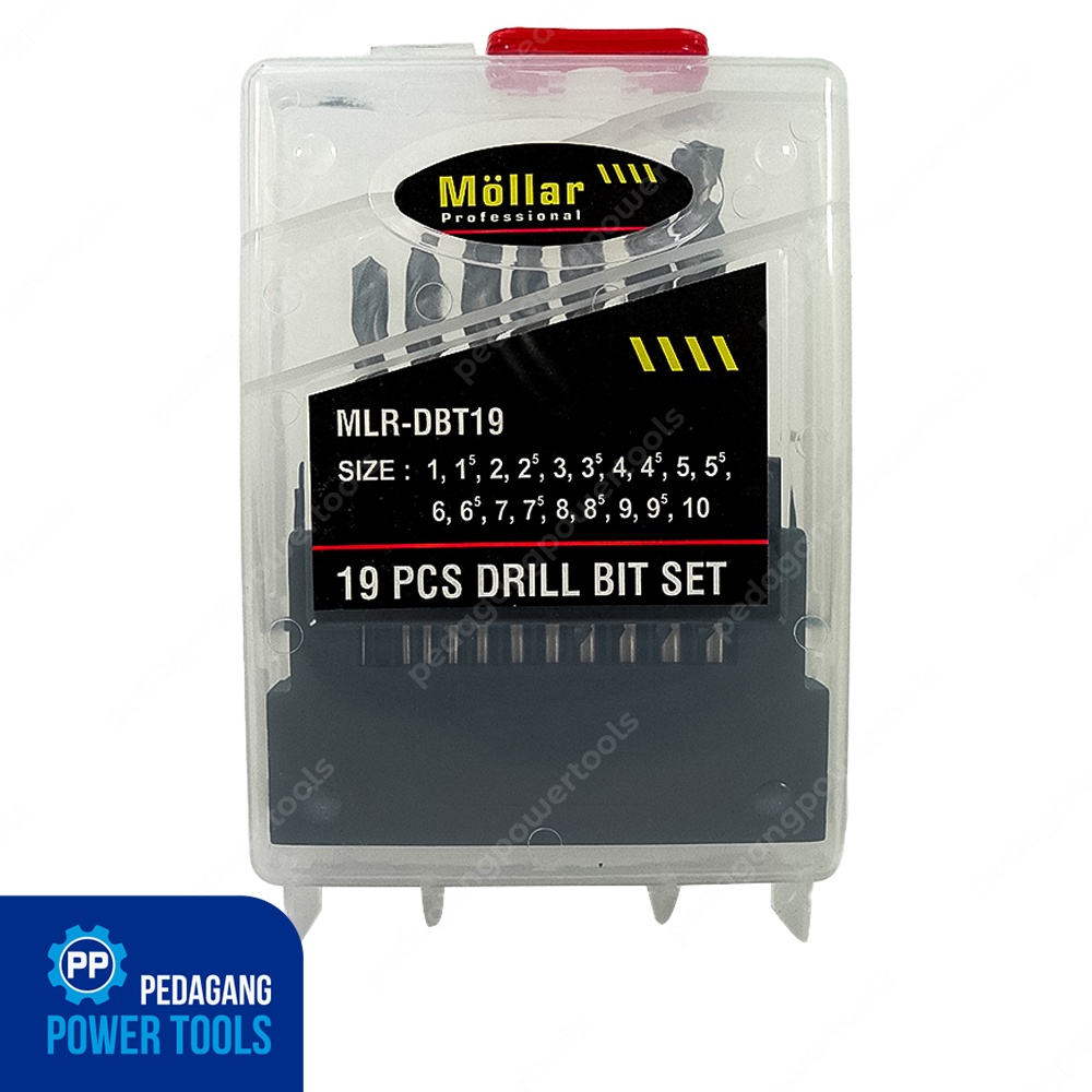 MOLLAR MATA BOR BESI SET 19 PCS HSS TWIST DRILL BIT SET