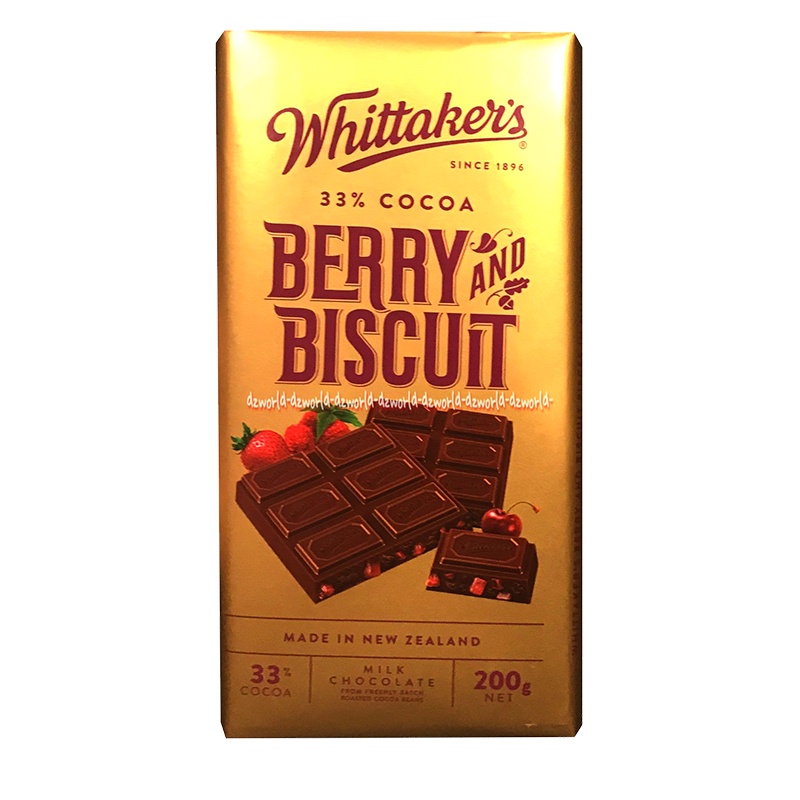 Whittaker's Berry And Biscuit 200gr Coklat Import Whittakers Rasa Buah Beri Dan Biskuit Witakers Wittaker Whittaker Milk Chocolate Coklat Susu