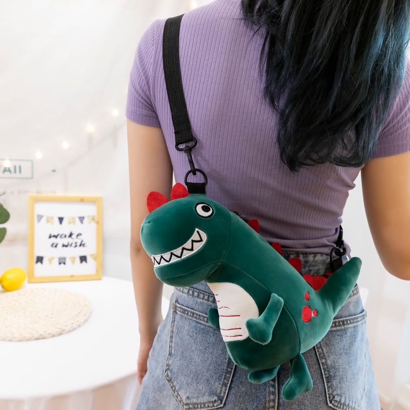 TAS DINOSAURUS Boneka TIREX SELEMPANG Kartun BAHAN PLUSH Bag TAS DINO Jepang Korea Hadiah LUCU WANITA CEWE