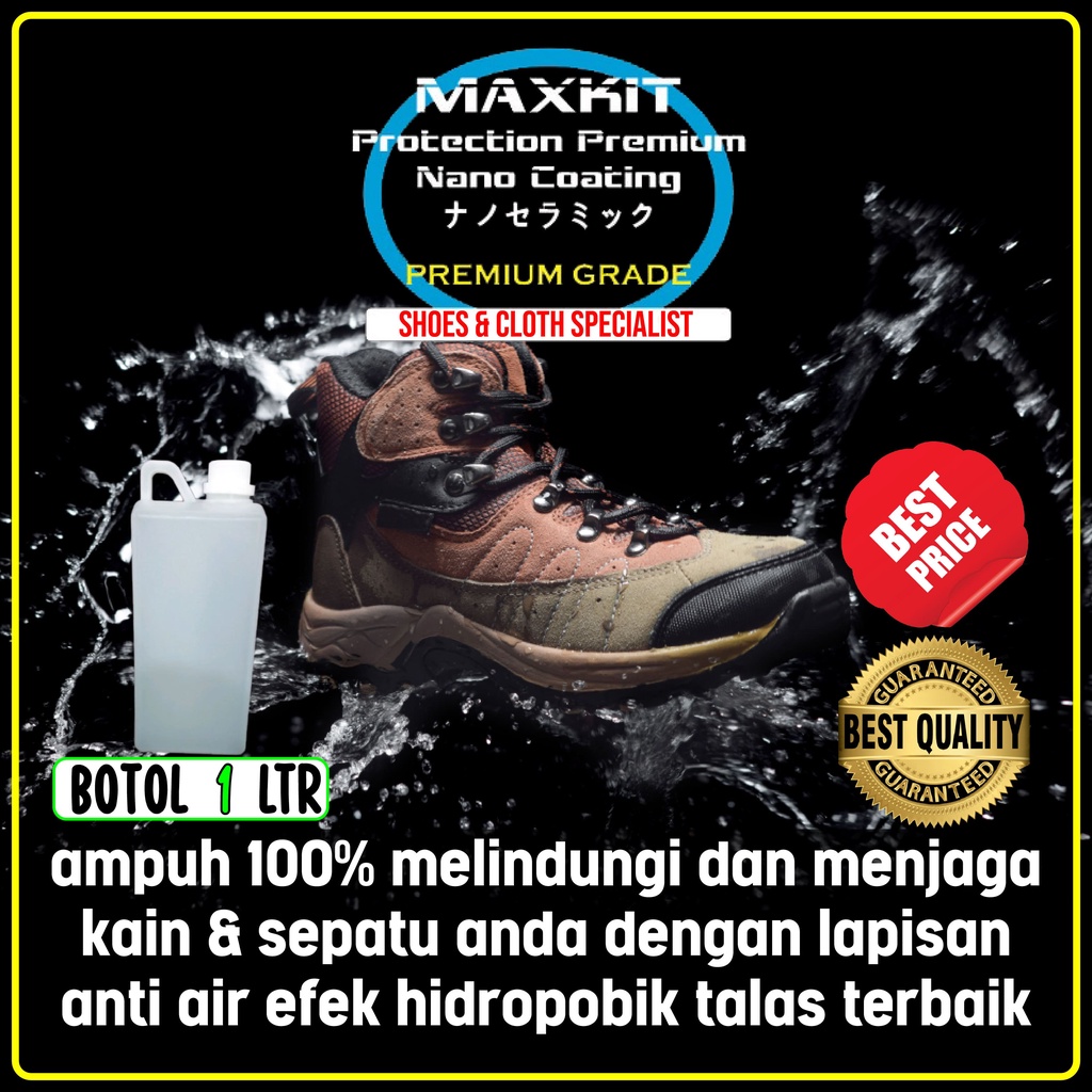 CAIRAN ANTI AIR UNTUK KAIN Dan KULIT 1 LITER Pelapis Sepatu Anti Air Untuk Jaket Jas Hujan Spray Cai
