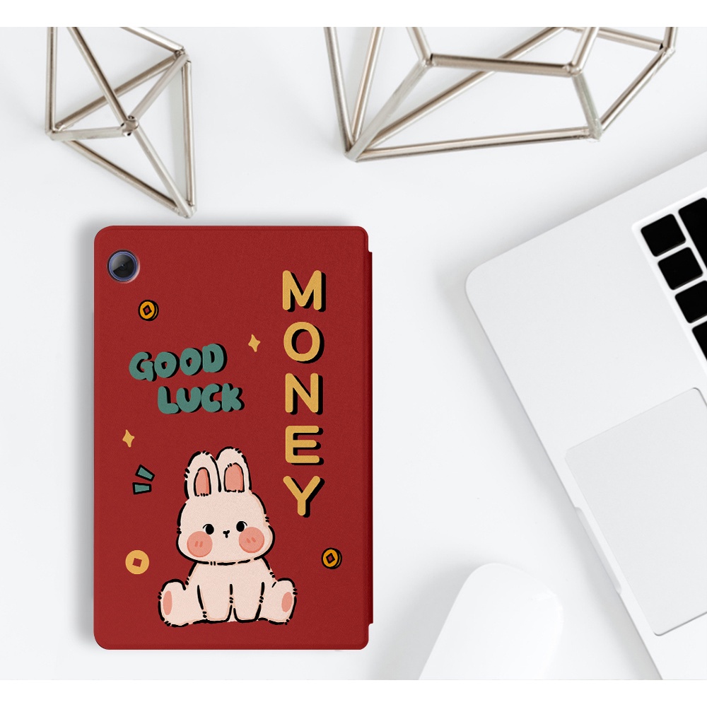 Untuk Huawei MatePad T 10s 10t10s T10 10.1-inch (2020) AGS3-L09 AGS3-W09 Fashion Tablet Casing Pelindung NewYear Festival Pola Kelinci Lucu Casing Flip Stand Leather Cover