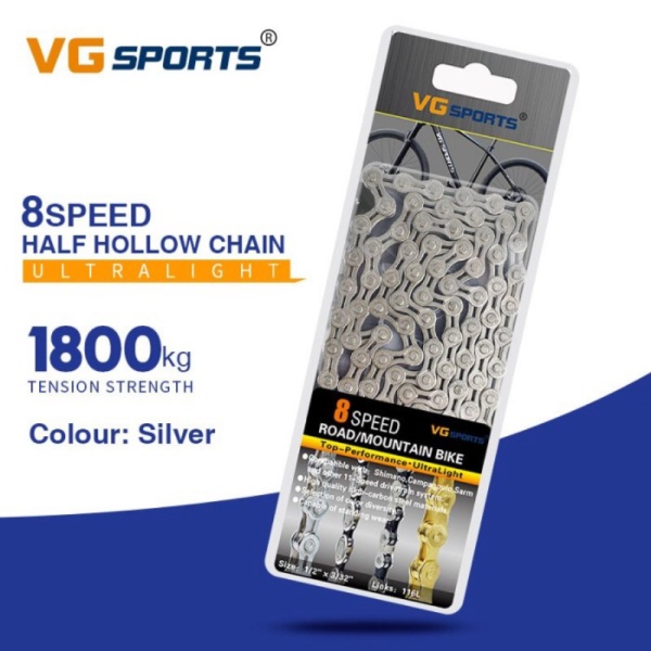 

Dijual Rantai Sepeda Bicycle Chain Half Hollow 8 Speed for Mountain - Silver Limited