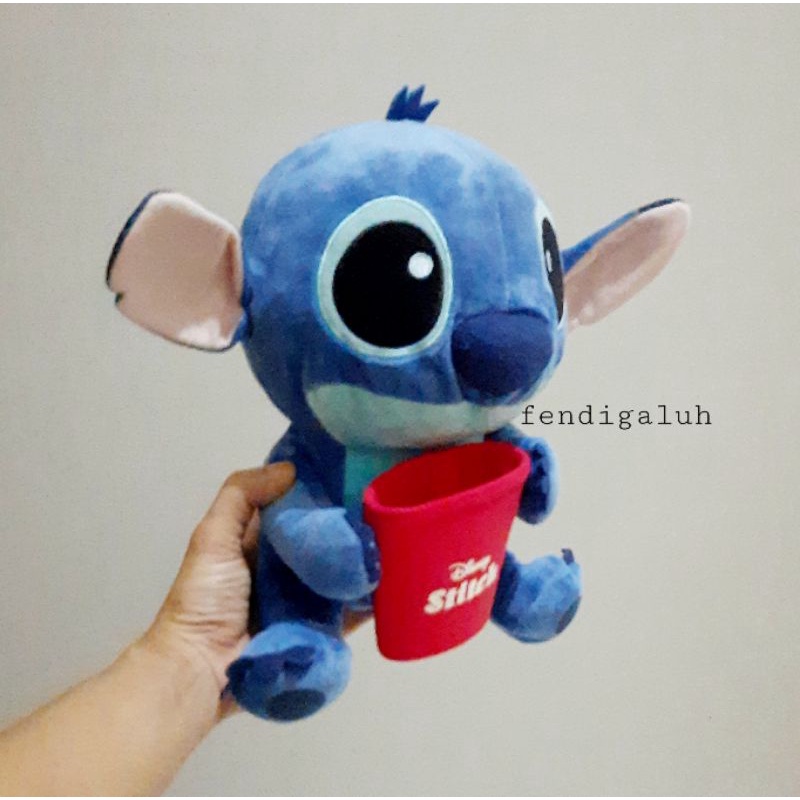 Boneka Stitch Pegang Gelas Original Disney Size 30 cm/ Boneka Stitch