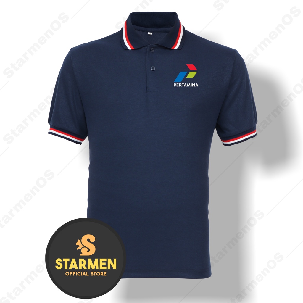 Kaos Wangki Polo T-Shirt Pria Kerah 3 List Logo PERTAMINA