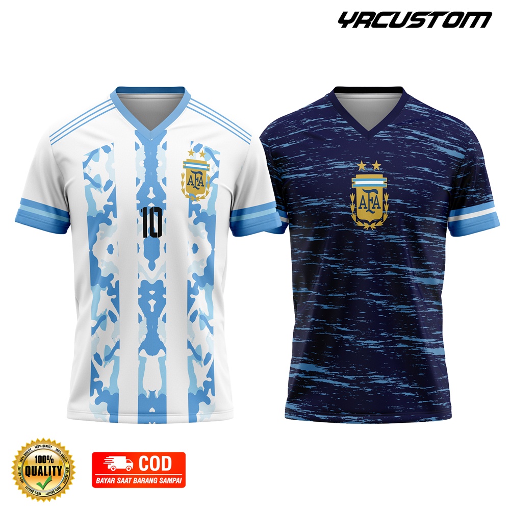 Kaos Jersey Piala Dunia 2022 Team Argentina Fantasy Sepak Bola Pria Wanita Custom Printing