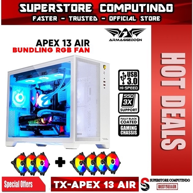 Casing Gaming Armaggeddon Tessaraxx Apex 13 Air E-ATX | White PC Case