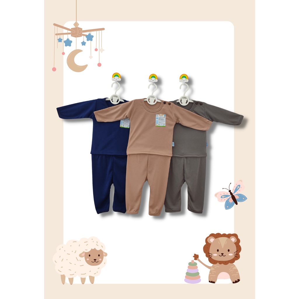 SETELAN BAJU LENGAN PANJANG BAYI / SET PAKAIAN BABY LENGAN PANJANG / STELAN BAJU ANAK KANCING PUNDAK POLOSLENGAN PANJANG MURAH SNI / STEL PAKAIAN BAYI WARNA