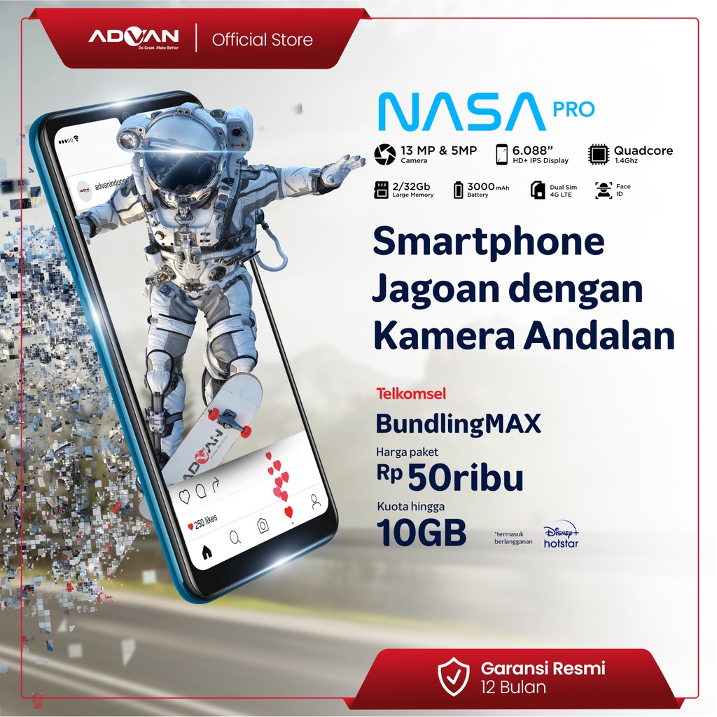 ADVAN smartphone NASA PRO 2GB/32GB Android 11 ADVAN OFFICIAL STORE