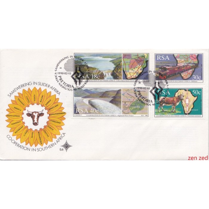 

A693 Prangko Afrika Selatan FDC 1990 Co-operation 1 Pcs
