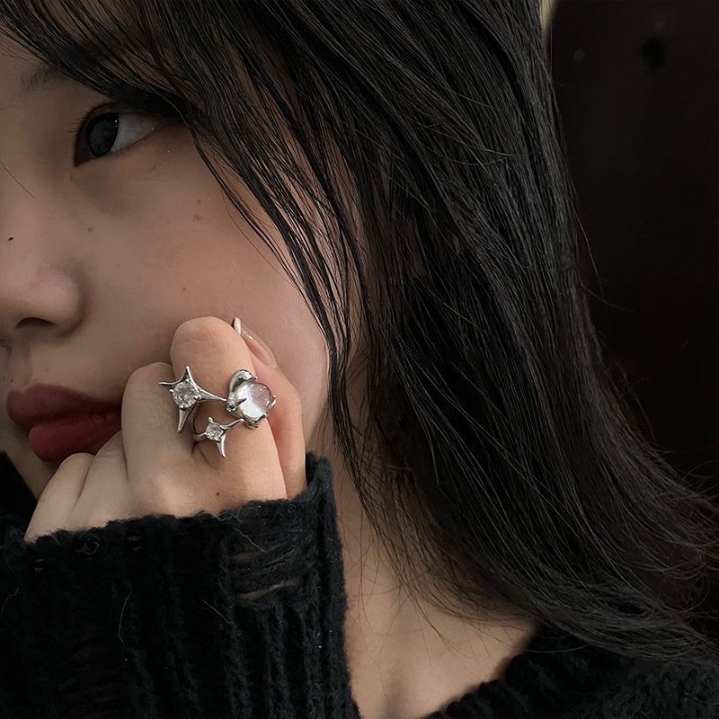 Aksesoris Cincin Zirkon Inset Mikro Meteor Temperamen Gaya