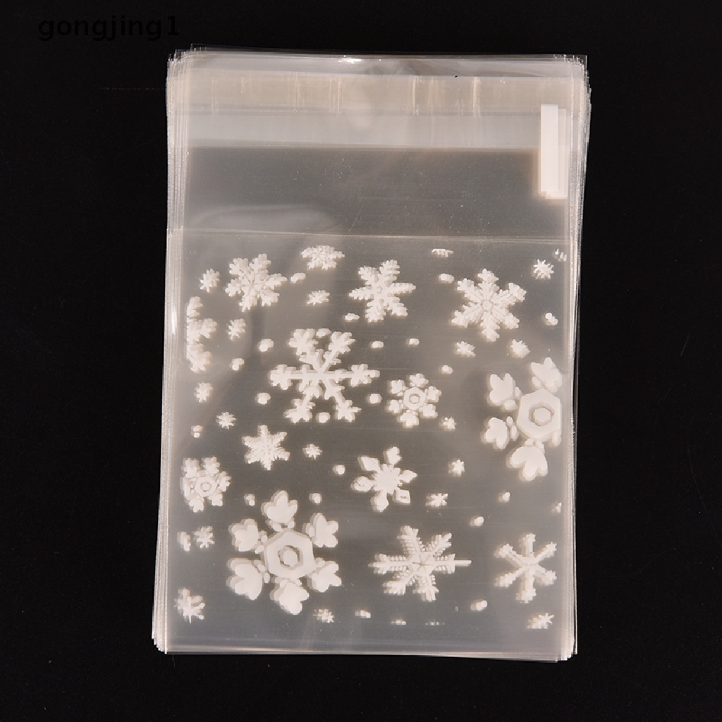 Ggg 100 Pcs Natal Snowflake Cellophane Pesta Traktir Cooky Permen Biskuit Hadiah Tas ID