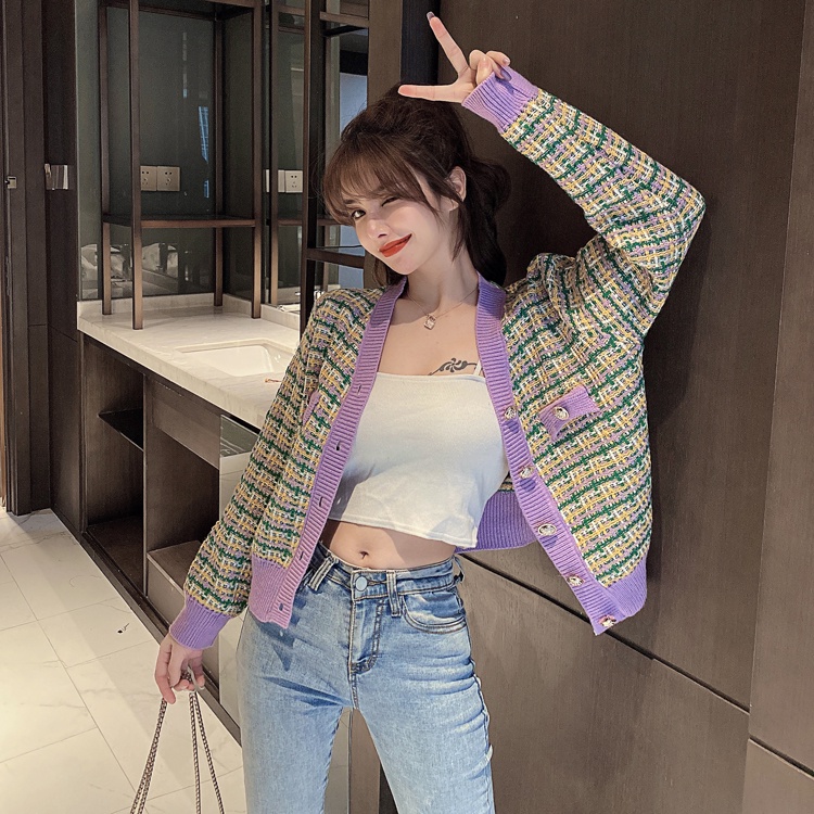 cardigan wanita rajut/ baju rajut wanita lengan panjang loose import korean style kekinian import kardigan crop