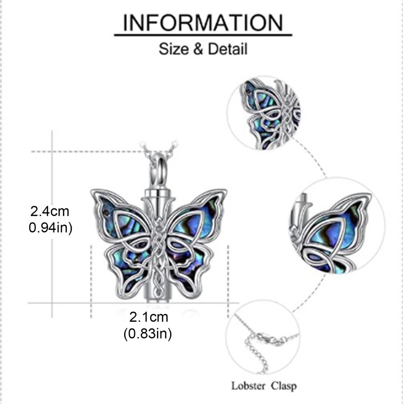 Kalung Guci Kupu Untuk Abu Orang Tersayang 925 Sterling Silver Cremation Celtic Butterfly Perhiasan Wanita