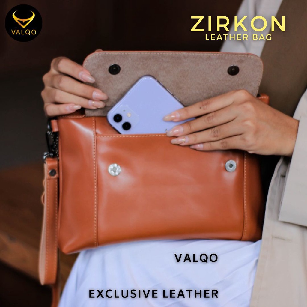 [VALQO] Tas kulit ZIRKON kulit sapi Polos Clutch Cewek Perempuan Wanita Bisa jadi tas dan pouch COD