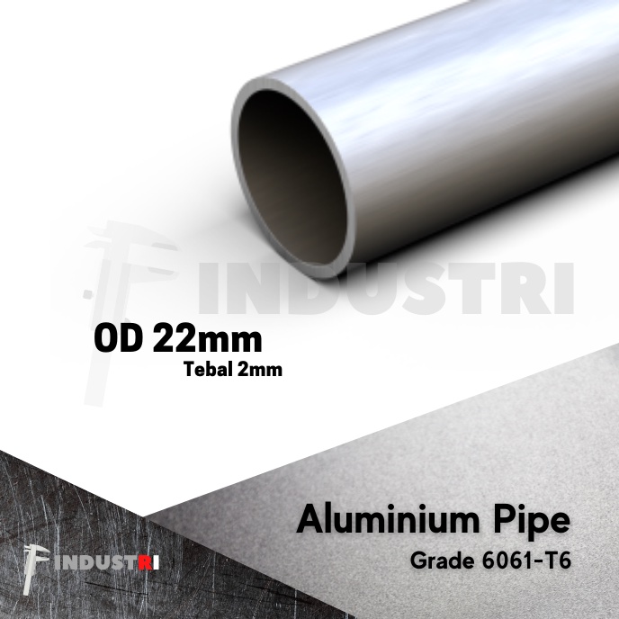 Pipa Aluminium OD 22 mm x t. 2 mm