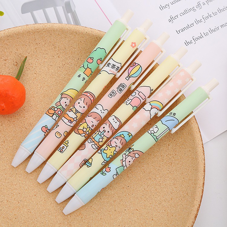 6 Pcs Pena Pulpen Pen Gel Cetek Cetekan Set GMALL-ST0109