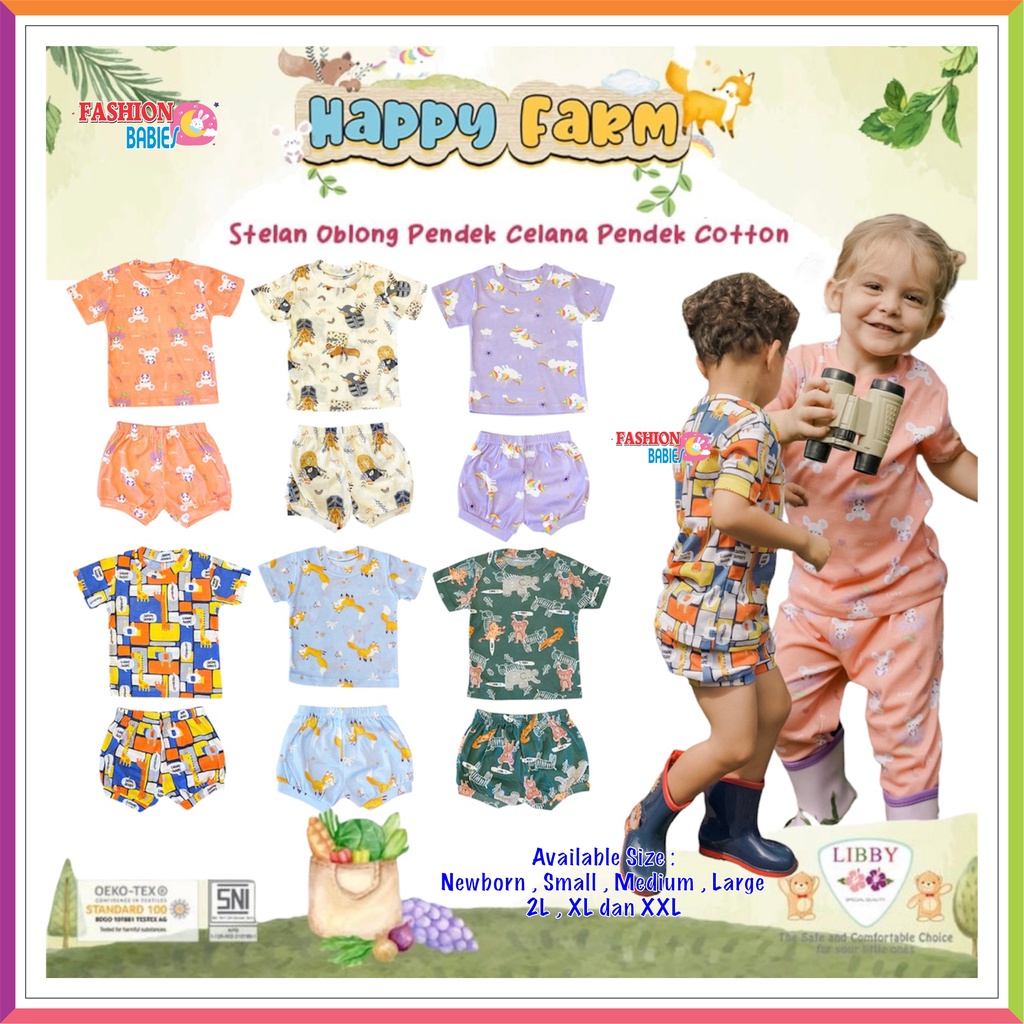 LIBBY COTTON RIB HAPPY FARM | SETELAN PENDEK CELANA PENDEK ❤ FashionBabies ❤