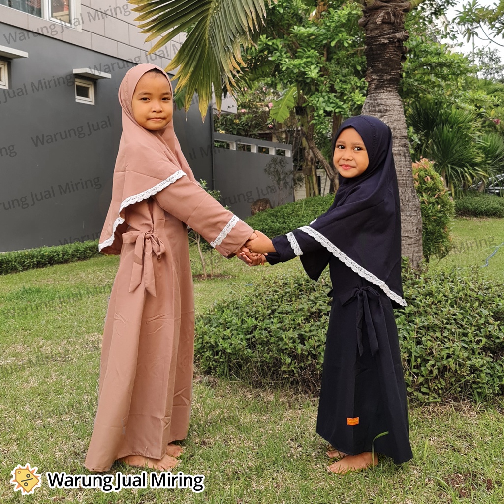 GAMIS ANAK SYARI Ayana 1-8 Tahun Jilbab Hijab Kerudung Setelan Set Perempuan Cewek Balita Kecil Remaja Tanggung Dress Tunik Abaya Baju Pakaian Muslim Muslimah Katun Polos Murah Warna Pink Biru Dongker Coklat Mocca Terbaru2023 Usia Umur Kelas 2 3 4 5 6 7