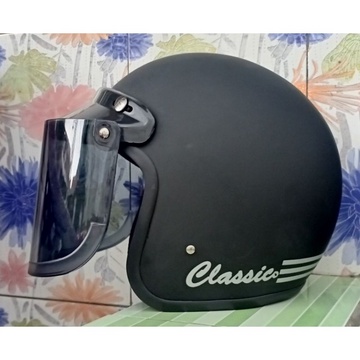 HELM BOGO FULL LEHER KACA DATAR/FLAT
