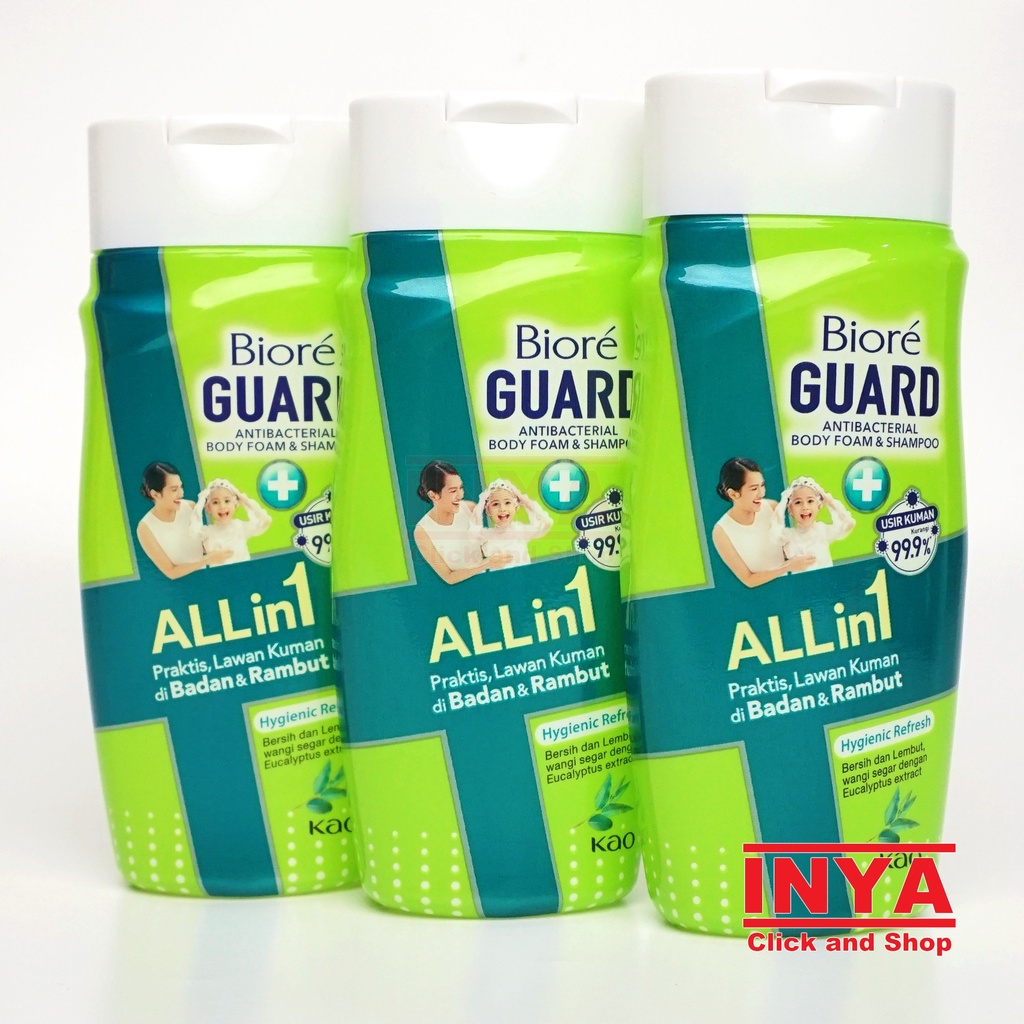 BIORE GUARD ALL IN 1 BODY FOAM &amp; SHAMPOO HYGIENIC REFRESH 100ml - Sabun Cair Mandi