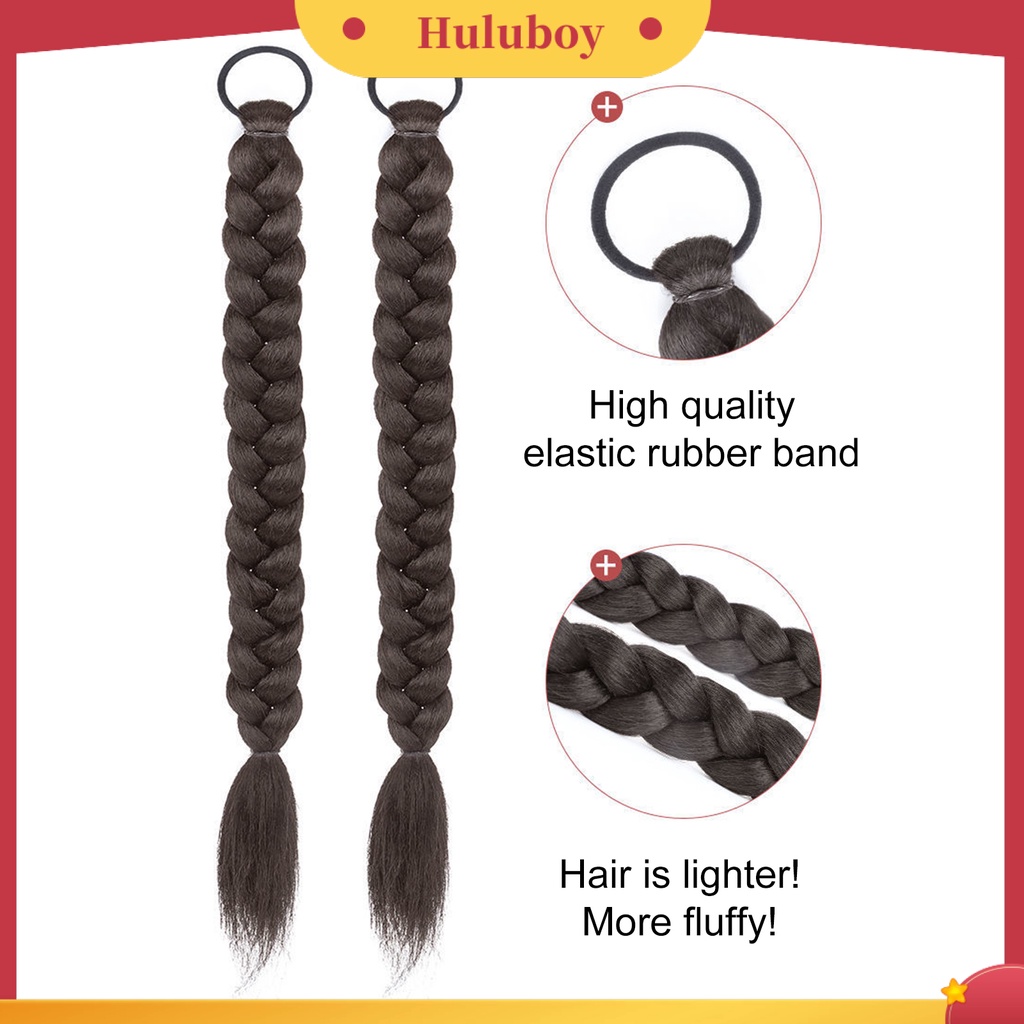 1 Pasang Rambut Palsu Ponytail Ganda Bahan Sutra Suhu Tinggi Untuk Wanita