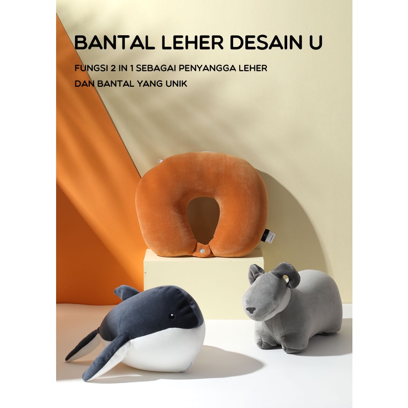 BONBOX Bantal boneka Leher 2 in 1 U-Shaped Animal Series Neck Pillow Bantal Travel BNP30S BNPW BNP30G