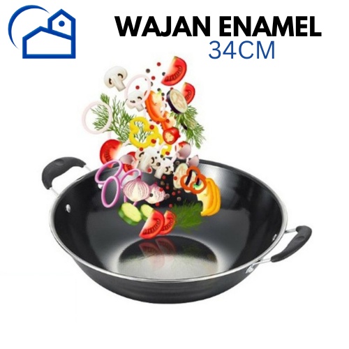 Wajan Enamel Anti Lengket 34cm / Wajan Anti Lengket 2034 / Wajan tumis penggorengan Enamel 2034