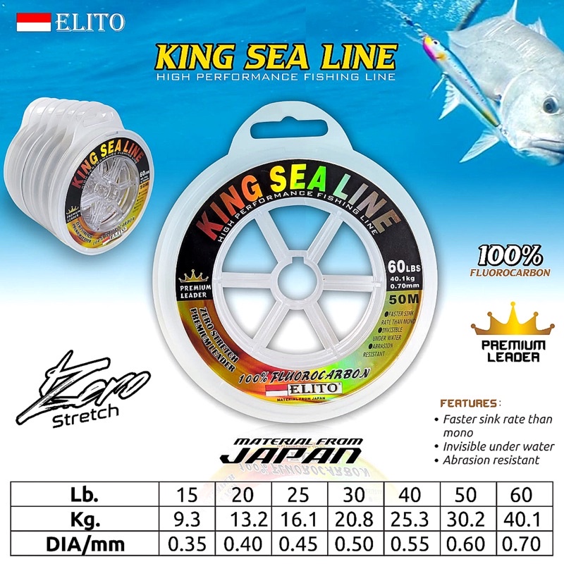 Senar Tali Leader Elito King Sea Line 50m