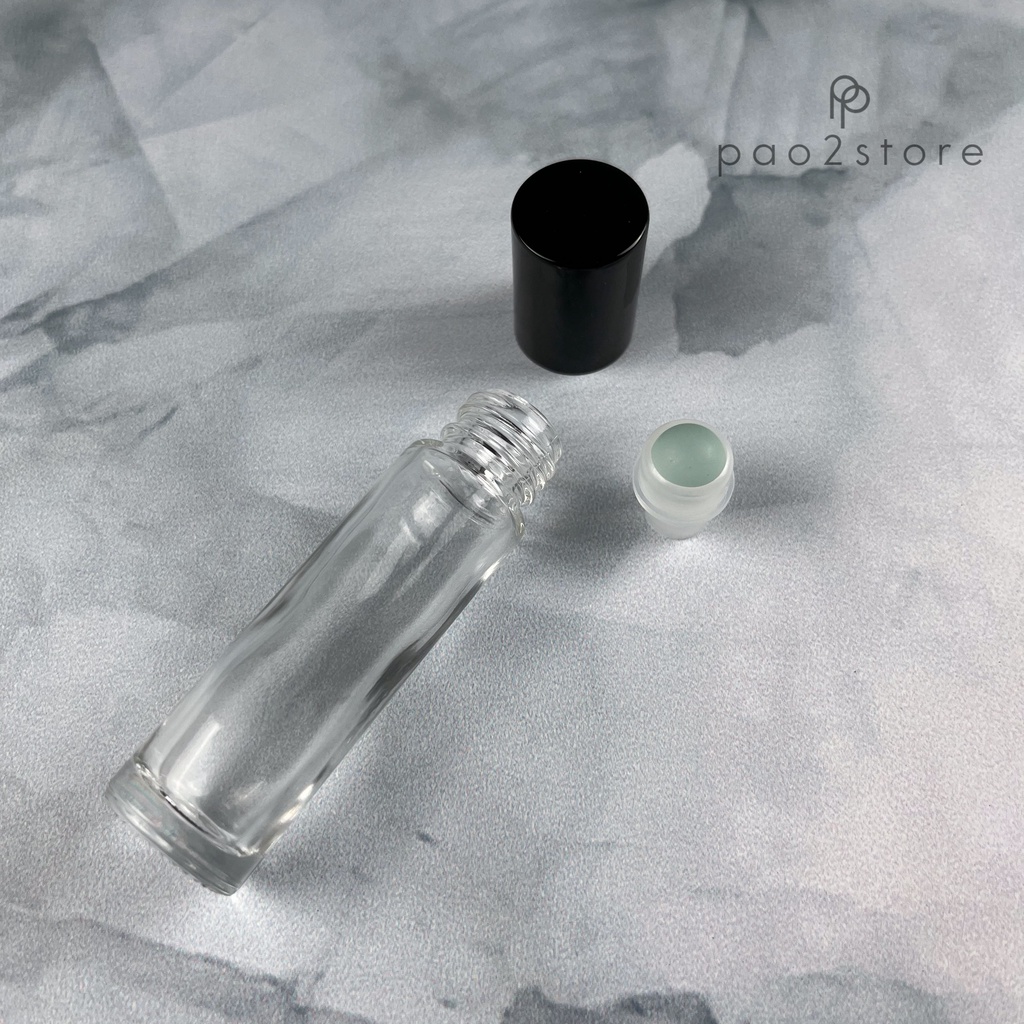 Botol Roll On 10ml Kaca Tebal Clear / Bening - Bola Kaca - Essential Oil Parfum Refillable