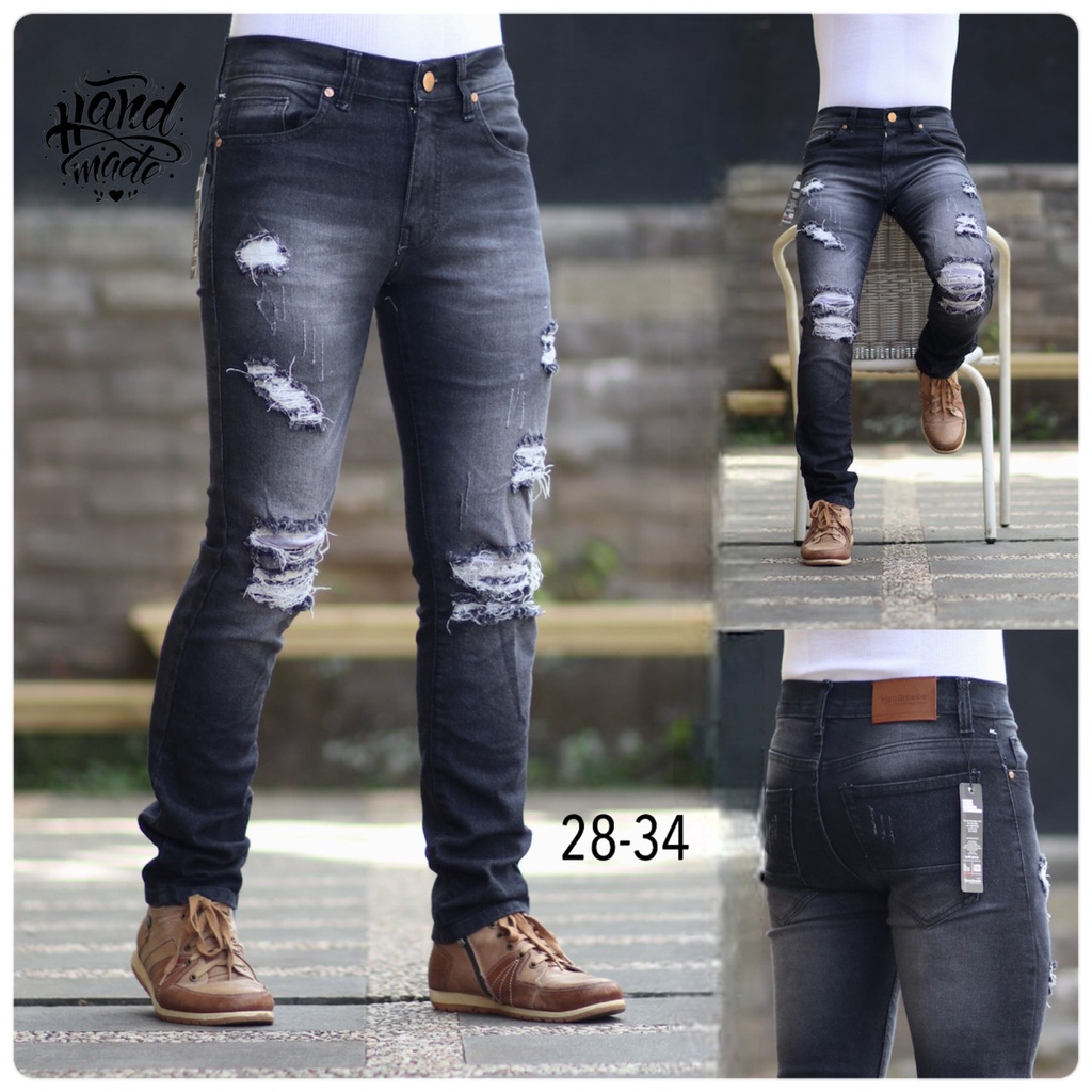 HUMAIRA_OLSHOP99 CELANA JEANS PANJANG PRIA SKINNY/ CELANA JEANS SOBEK CAKAR PRIA GAUL / JEANS TREND MASA KINI