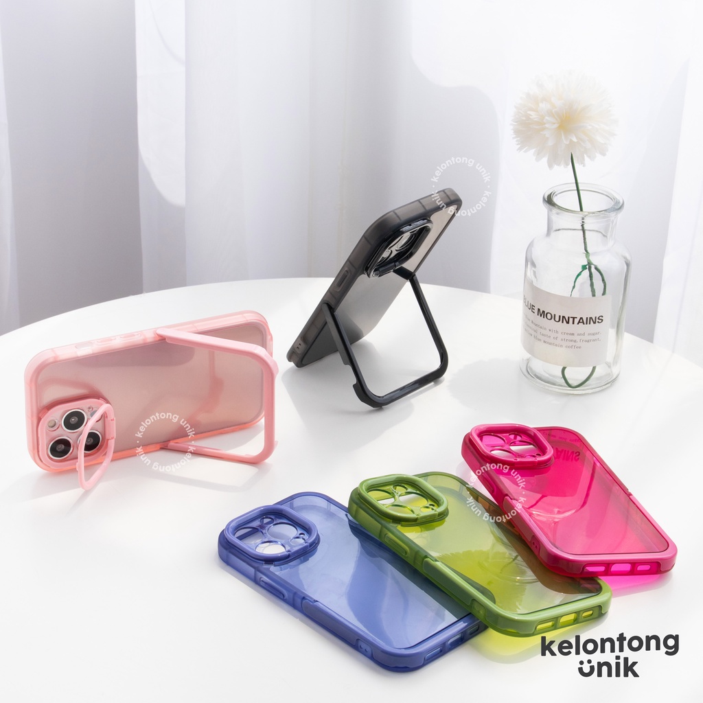 (Seri 2) For iPhone - Colourful Built In Stand Case/ Kickstand  Shock Proof Case