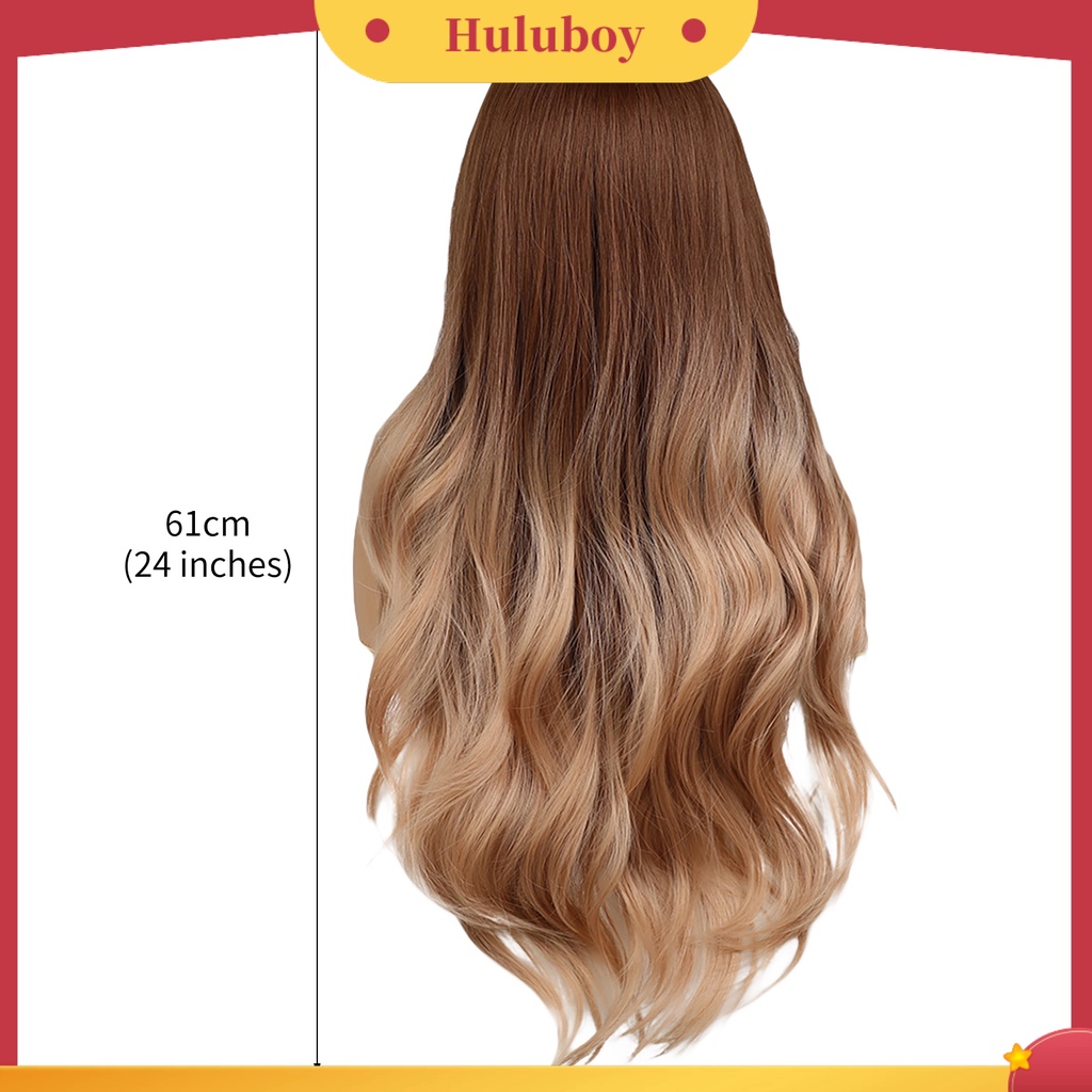 Wig Rambut Extension Wanita Model Panjang Gelombang Warna Gradasi Tahan Panas Untuk Cosplay