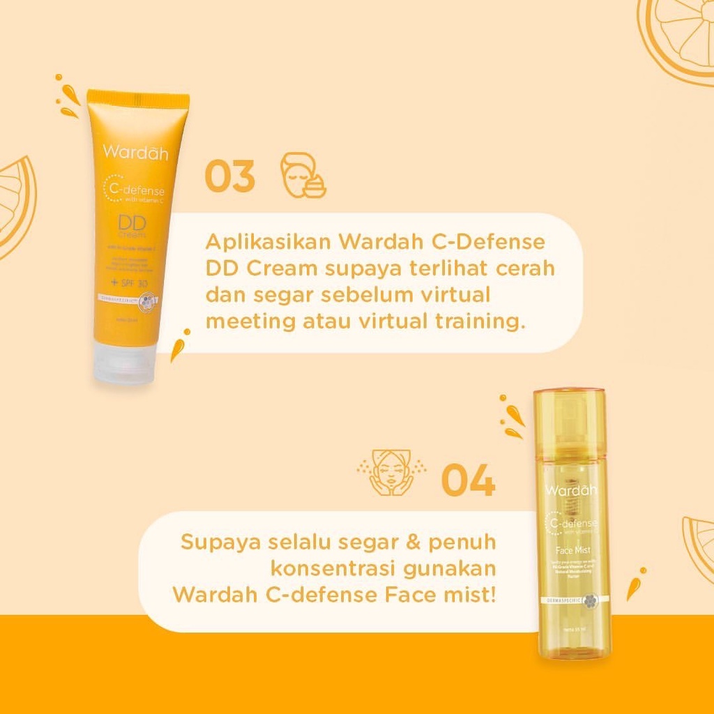 WARDAH C-Defense Energizing Creamy Wash Indonesia / Pembersih Wajah 60ml 100ml / Mild Cleanse Brighten Protect Skin With Vitamin C / Skincare Face Care Series / Treatment Perawatan Bersih / Whip Foam Mist Serum DD Cream Sleeping Mask Mousse Moisturizer