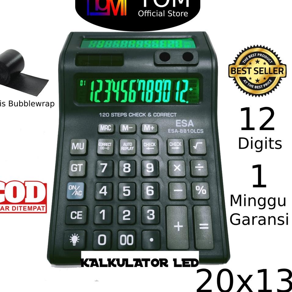

[PRODUK CKWUV] Kalkulator Digital LED 2 Layar 12 Digit ESA - Kalkulator Check / Calculator Dagang Besar 8810lcs CCT