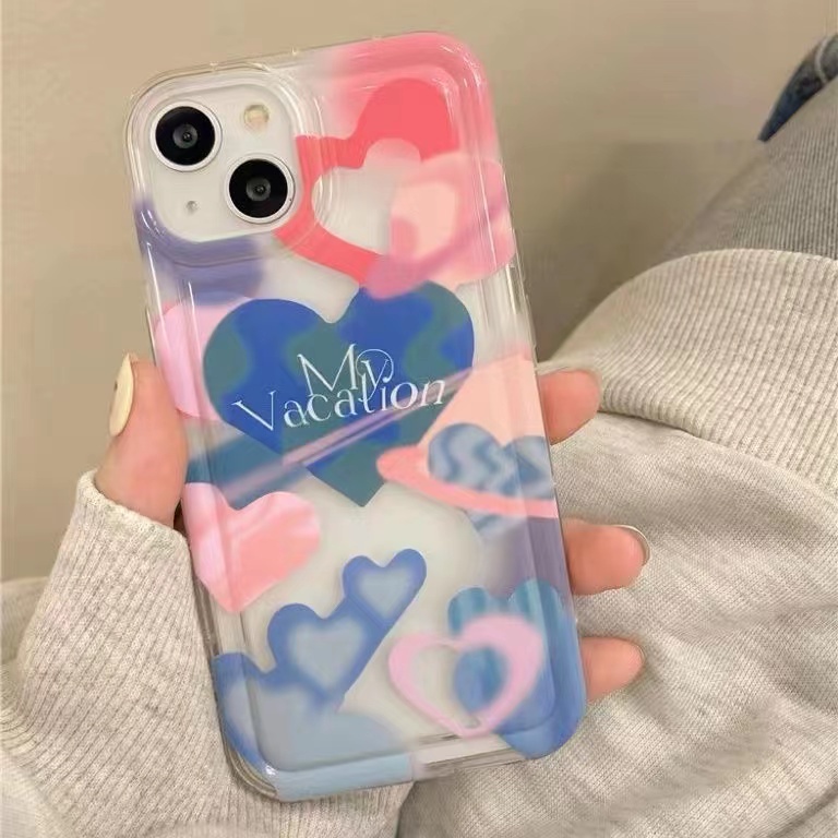 IPHONE Love Soft Phone Case Kompatibel Untuk Iphone14 13 12 11 Pro XS Max X XR 78 6 6S Plus Casing Transparan Shockproof TPU Cover