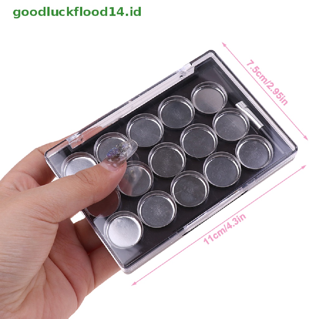 [GOOGFOUR] 1pc Palet Kosmetik Magnetik Kotak Makeup DIY Dengan 15kisi Plat Besi Dan Kuas [TOP]