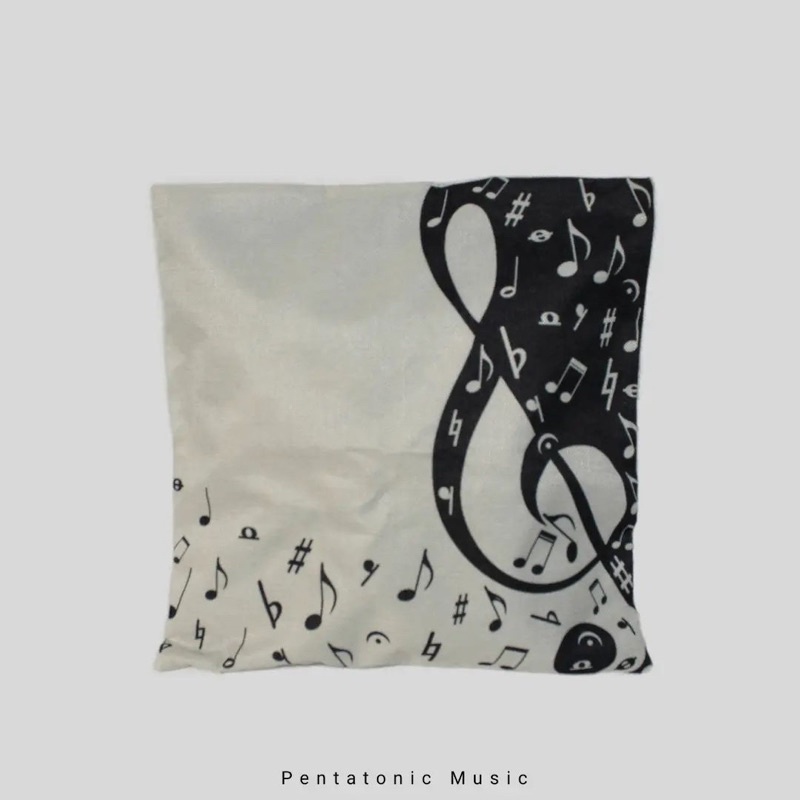 Music Cushion Cover Sarung Bantal Sofa motif Musik Not Balok Pentatonic Music Dekorasi Lucu Musisi