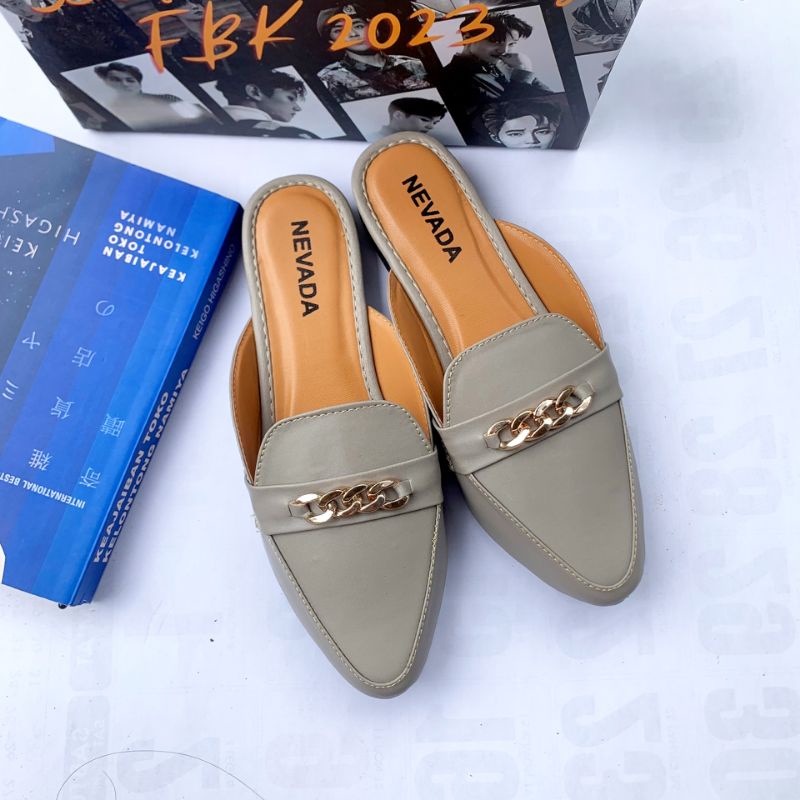 Sandal Mules Hak 3cm/Sendal Wanita Remaja Model Terbaru Kekinian