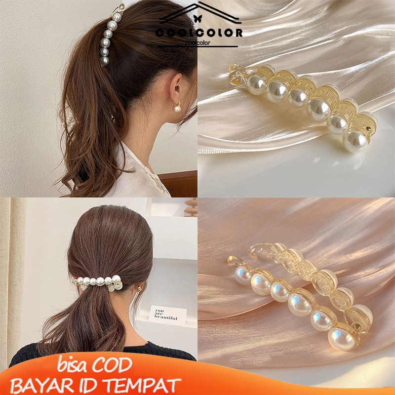 COD❤️Jepit Rambut Pisang 10.5cm Mutiara Kristal Jepitan Ponytail  Salon Banana Ponytail Hair Claw Clips- cl