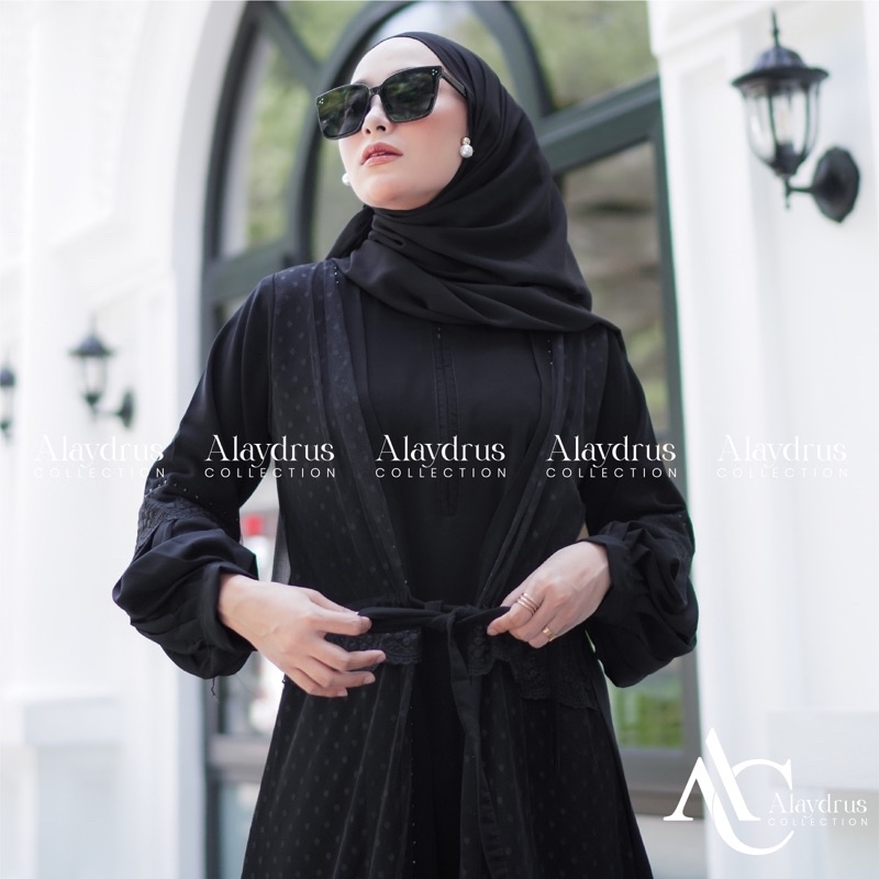 Abaya Syari Gamis Maxi Dress Arab Saudi Bordir Zephy Turki Umroh Dubai Turkey India Wanita Hitamjo 867