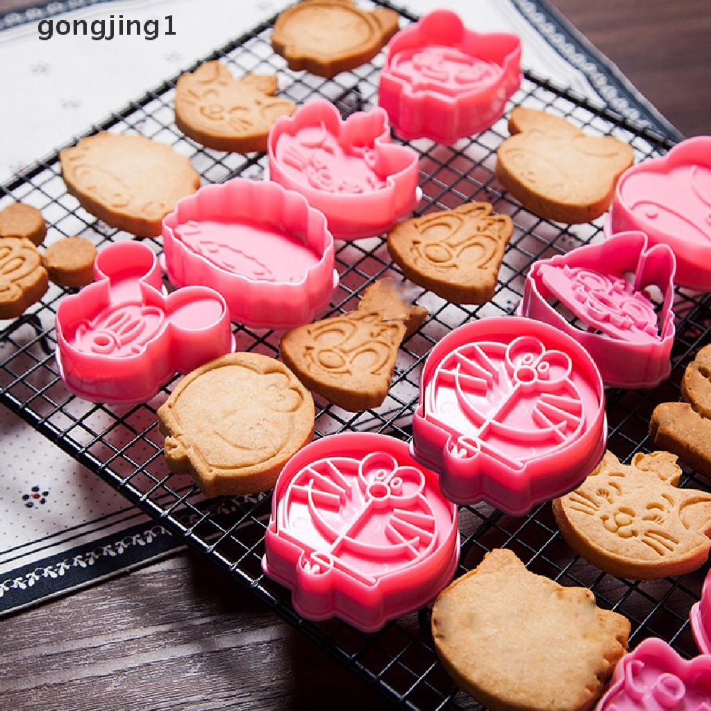 Ggg 2pcs /set Jingle Cats Plastik Food Grade Dan Doraemon Cookies Cutter/Alat Stempel ID