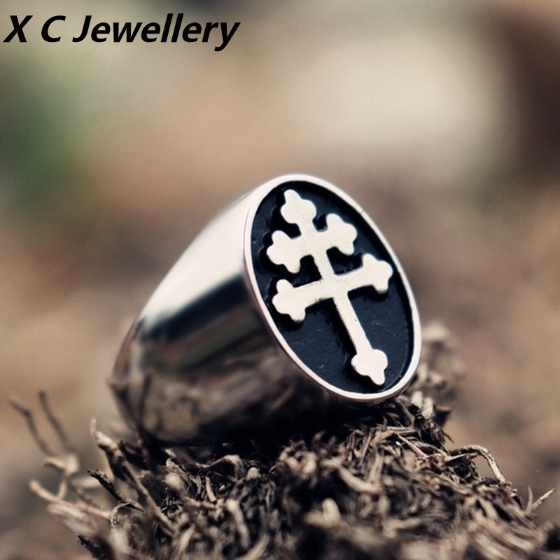 [X C Perhiasan] Hip Hop Rock Retro Pria Fashion Cross Cincin Aksesoris Perhiasan Pesta