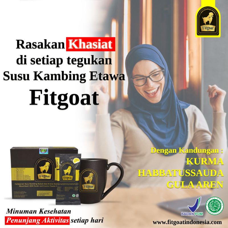 

FITGOAT - Susu Kambing Etawa dengan Kurma, Habbatussauda & Gula Aren [Minuman Sunnah Penunjang Aktifitas]