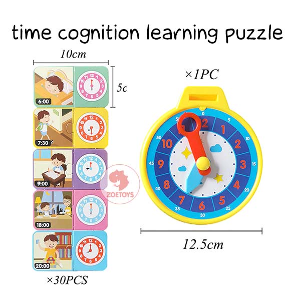 Zoetoys Time Cognition Learning Puzzle | Jam Anak Belajar Waktu Mainan Edukasi Mengenal Waktu Resources | Mainan Belajar Mengenal Waktu Counting Time Toys | Math Mathematics